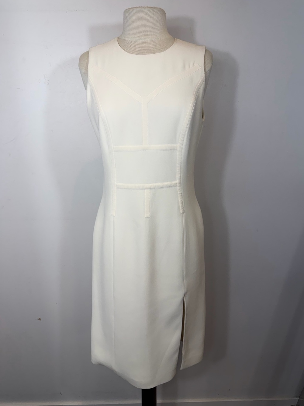 Versace Ivory White Sheath Midi Dress IT 40 US 4 Made in Italy